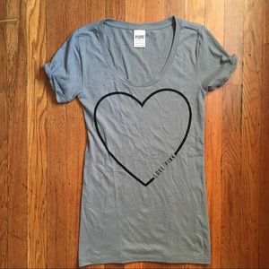 Gray love pink tee